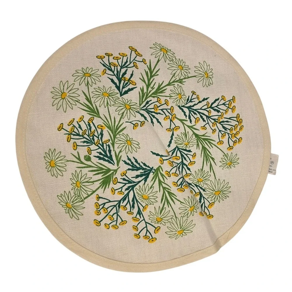Vintage Runni Tekstiltrykk Norway Linen Cotton‎ Floral Round Placemats Set of 2
